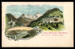 AK Interlaken, Hôtel Belle-Vue mit Bergpanorama, Ortsansicht