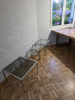 Fondart Designer-Beistelltische Chrom/Glas (4er-Set)