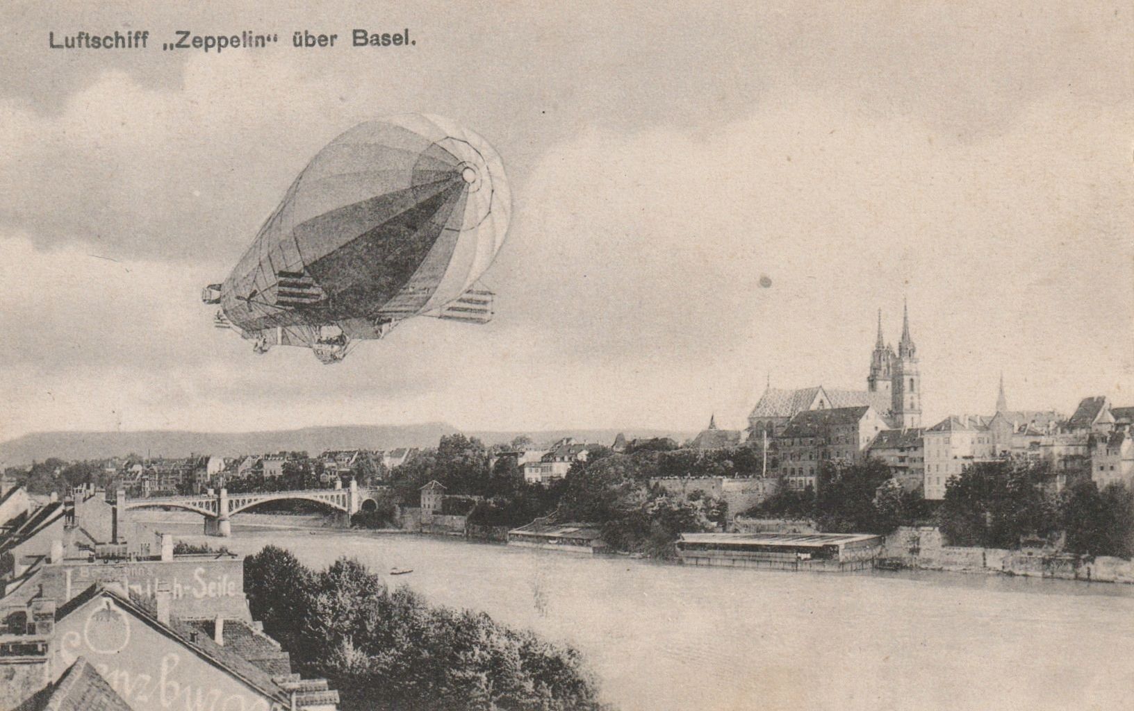 Cartoline postali: 1908, ungebrauchte Postkarte "Luftschiff Zeppelin über Basel – Nuovo (secondo la descrizione) da Turgi venduto da Mato8