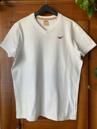 Hollister Herren T-Shirt weiss Grösse L aus coolem Cotton😎