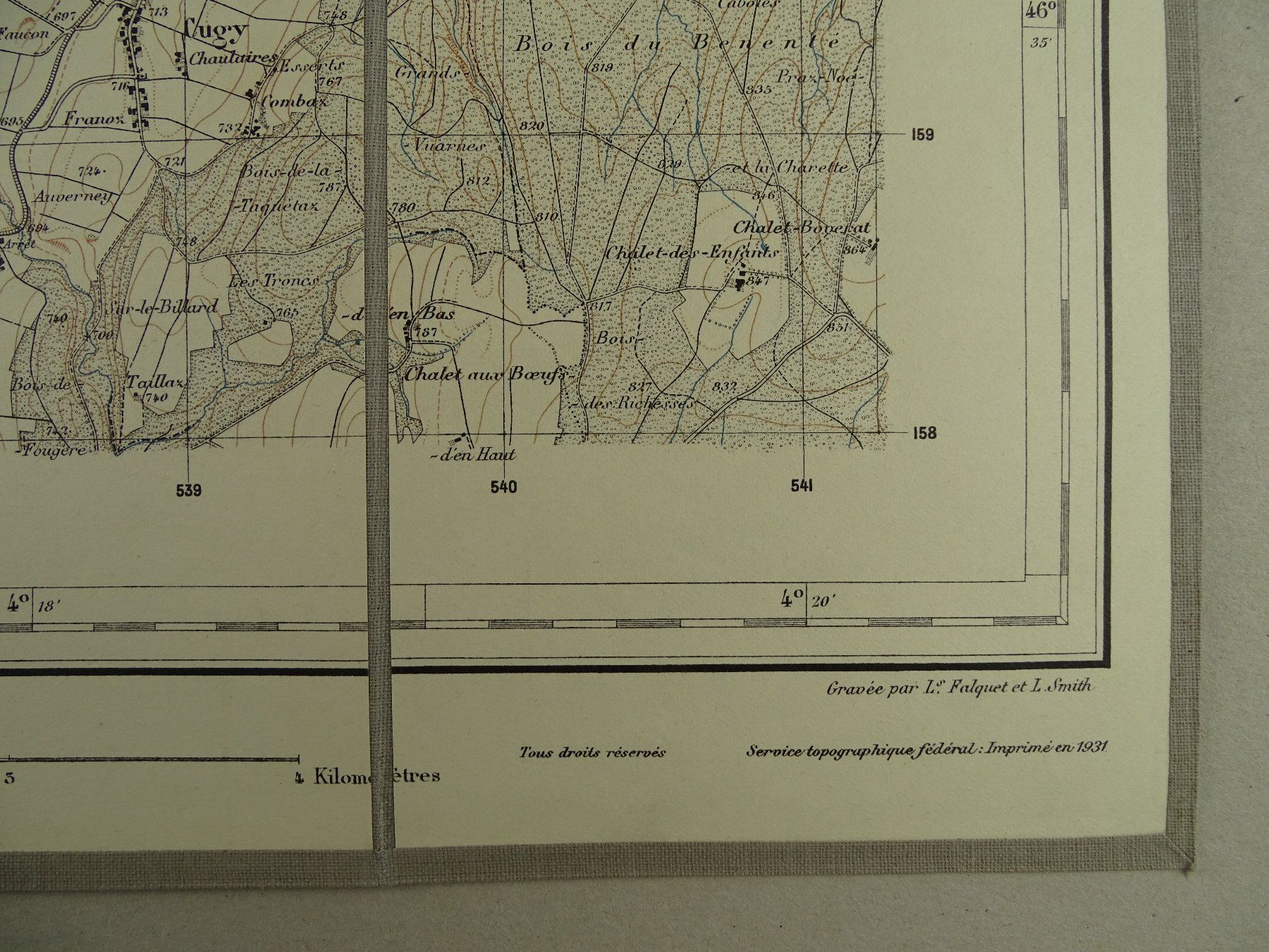 Cartine & Atlanti: CHESEAUX, BOTTENS, BOURNENS, MALAPALUD, MORRENS, 1931 – Usato da Grüningen venduto da Kartensammler 3