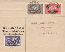 Schweiz Flugpost Brief 1925 Genf Zürich Flugpost