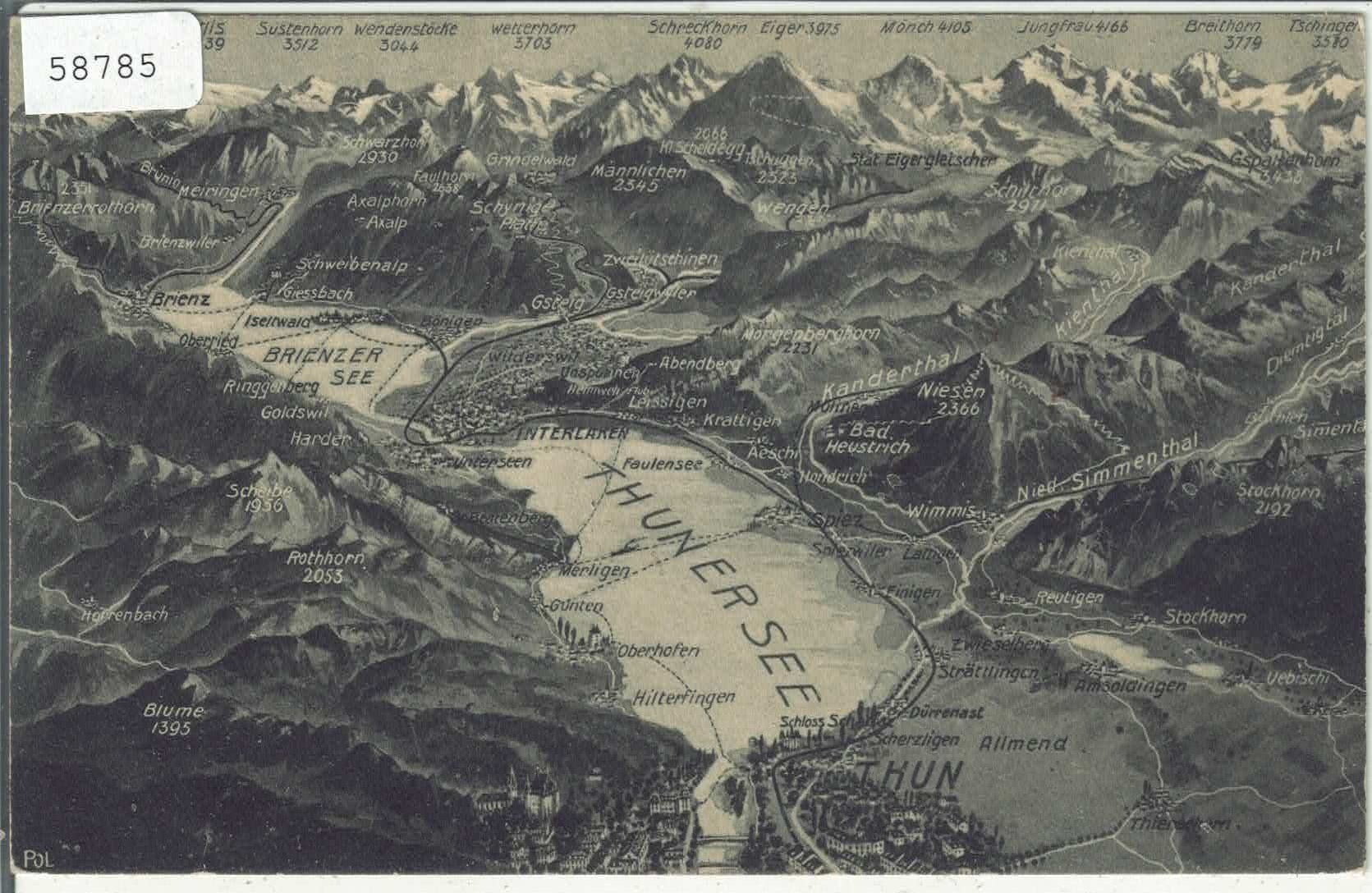 Cartoline postali: Thun Thunersee - Panorama – Usato da Ettingen venduto da Kartenplanet