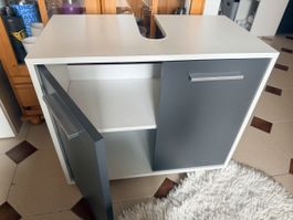 Waschbeckenunterschrank grau weiss sehr guter Zustand