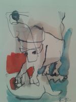 Zeichnung "Frau + Stier" von Max Müller  - Original Unikat