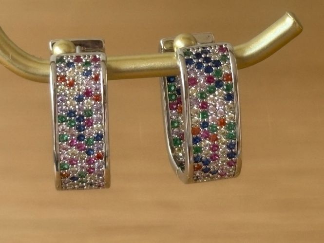 Orecchini pendenti & Orecchini a lobo: Luxus EleganteOhrstecker Ohrschmuck Multicolore Farbe:Silber – Nuovo (secondo la descrizione) da Biel-Bienne venduto da Roserosse13 4