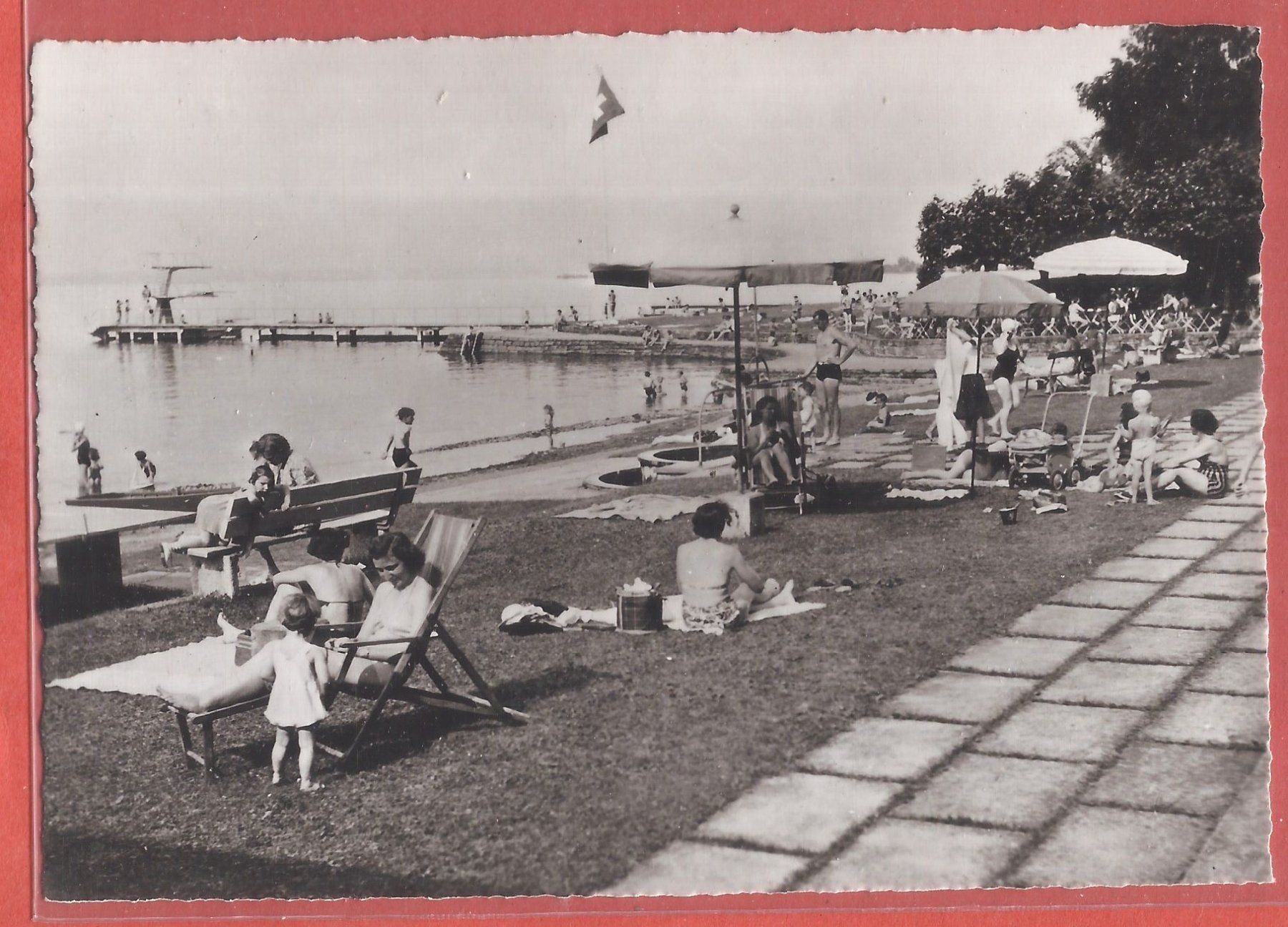 Ansichtskarten: Rorschach - Strandbad Schwimmbad am Bodensee - ca. 1950 – Gebraucht aus Fislisbach von Porano
