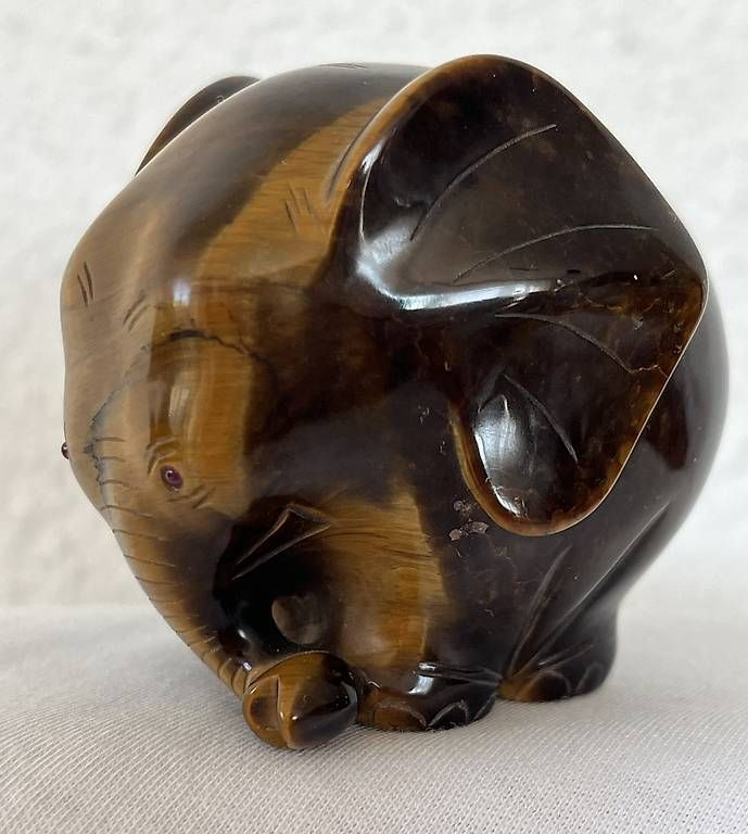 Statuette: Handgeschnitzter Elefant aus Tigerauge – Usato da Roggwil TG venduto da zauber2068 3