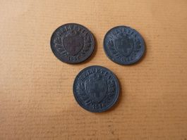 Schweiz, 3 uralte 2-Räppler