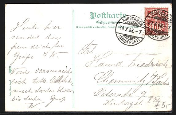 Cartes postales: AK Rorschach, Ortsansicht mit Kirche – D'occasion à Berlin par bartko-reher 1