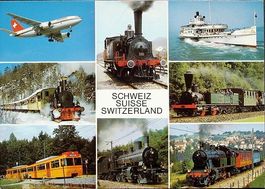 SCHWEIZ SUISSE Schiff, Flugzeug Swissair, Bahn Dampflok