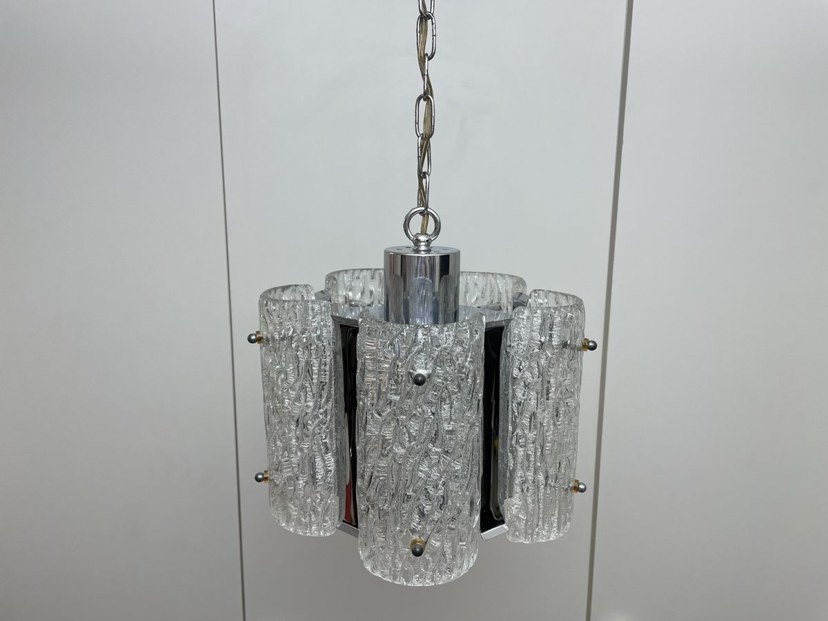 Kronleuchter & Deckenlampen: Space age Glas Hängelampe Eisglas Chrom Deckenlampe vintage – Gebraucht aus Zürich von Vintagewiesel 9