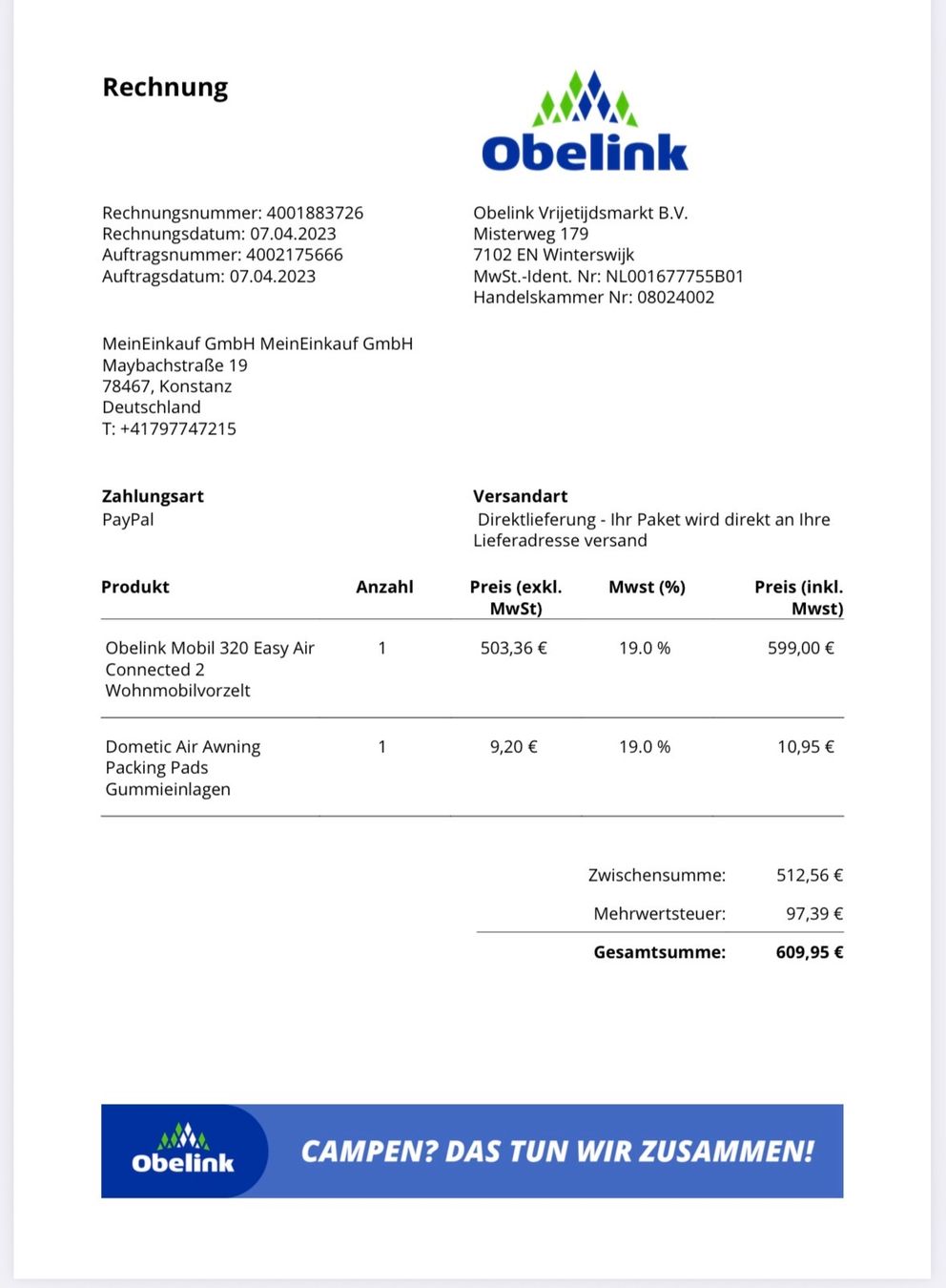 Vorzelte & Markisen: Luftzelt zur Markise Wohnmobil – Gebraucht aus Schmitten FR von maik00 2