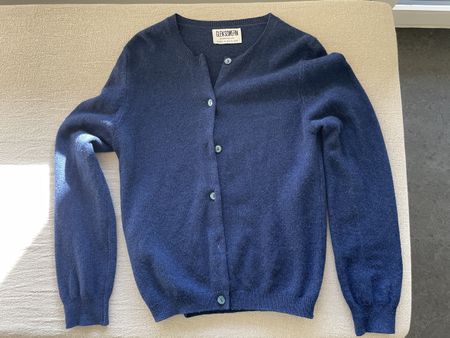 Blauer Cardigan von Glen Somefin aus Wolle Gr. S