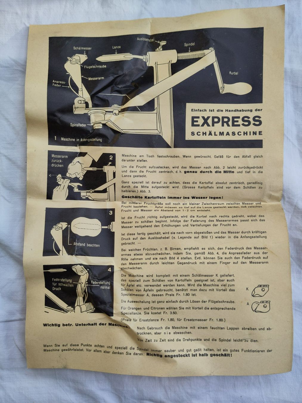 Küchengeräte: Museumsstück "Express Schälmaschine" Swiss made + Patent – Neu und originalverpackt aus Muttenz von Laeckerlihamschter 9