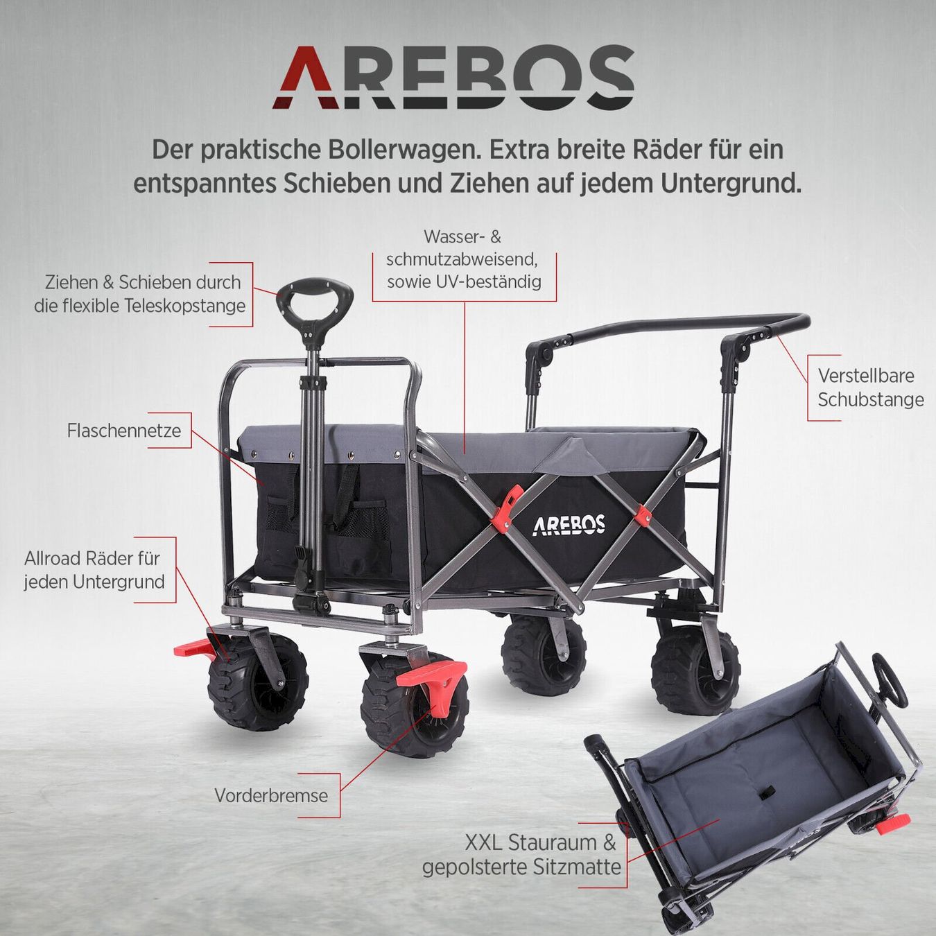 Altro in Utensili da giardino: AREBOS Bollerwagen Klappbar Grau-Schwarz – Nuovo e nell'imballaggio originale da Bottighofen venduto da zaap 2