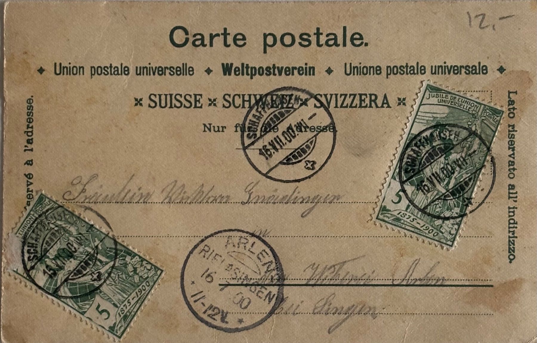 Cartes postales: Gruss vom Rheinfall, Litho, 1900 – D'occasion à Frauenfeld par Merk52 1