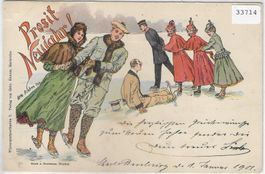 Bonne Annee - Prosit Neujahr! Eisschuhläufer - Humor