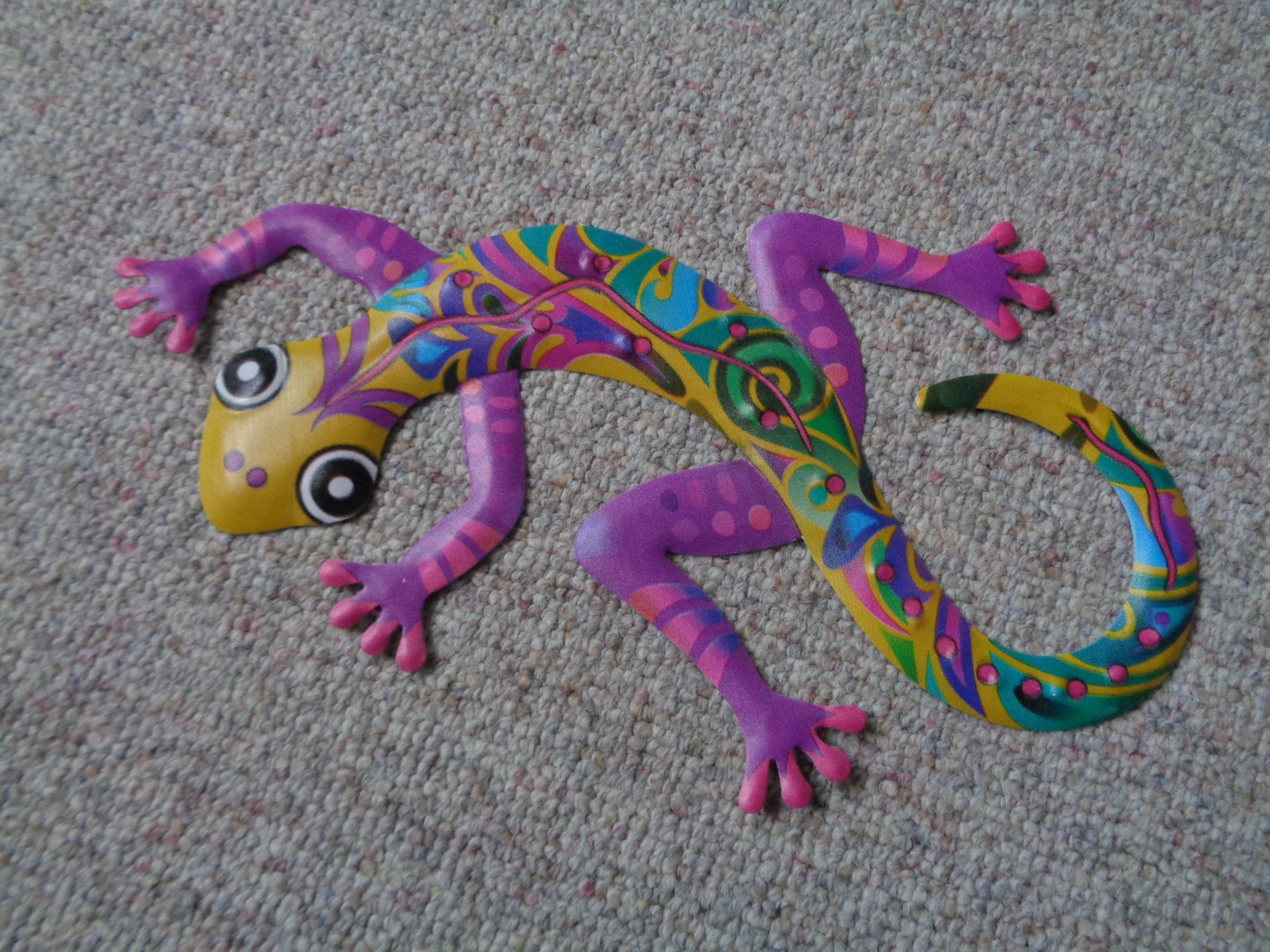 Statuette: Gecko farbig Metall (30 cm) – Nuovo e nell'imballaggio originale da Langenbruck venduto da Gumsi 1
