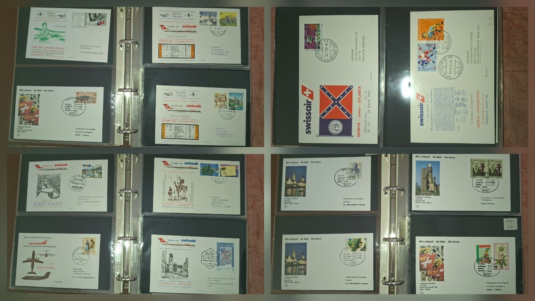 Alle Briefmarken: Album mit 76 Flugbriefe / Swissair – Gebraucht aus Balgach von SIMEON27 3