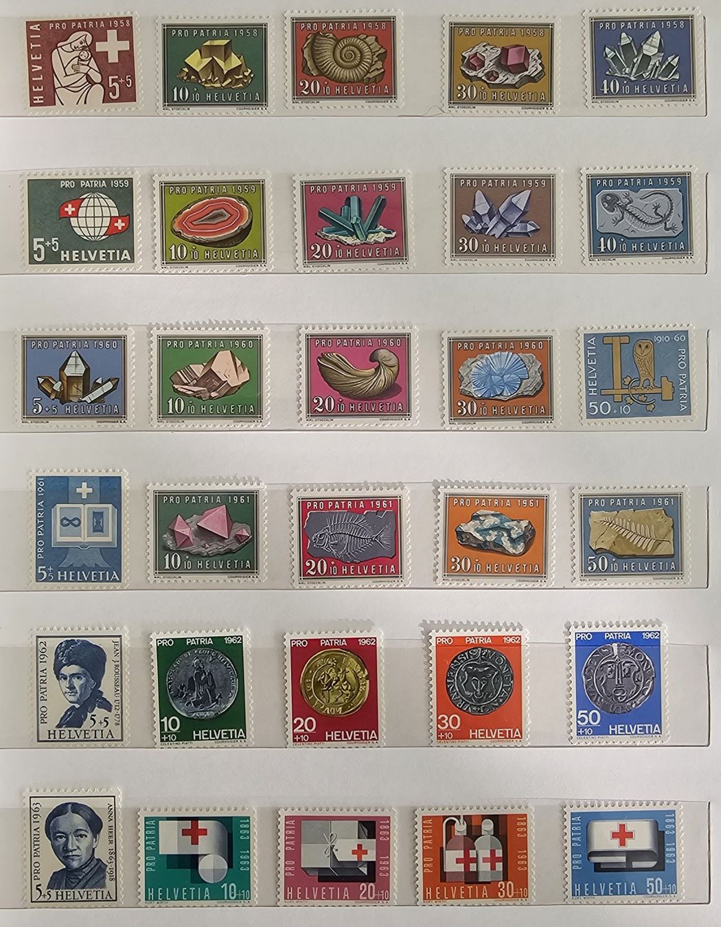 Tutti i francobolli: PRO PATRIA SAMMLUNG 86 - 117 1958 - 1963 ** POSTFRISCH – Nuovo (secondo la descrizione) da Düdingen venduto da Quartierstrasse