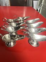 9er Set Saucieren, Metall versilbert, Vintage Stil
