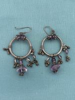 Vintage 1970s sterling silver with amethyst Indian earrings