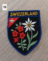 Badge , Patch, Aufnäher SWITZERLAND , Alpenblumen , blau(15)