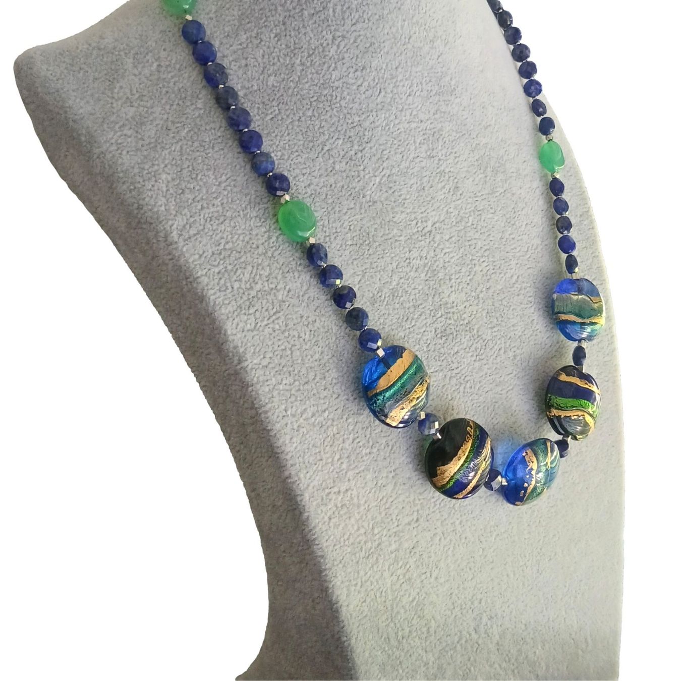 Colliers: Statement Lapislazuli Murano  Halskette blau Unikat bicolor – Neuf avec emballage d'origine à Lütisburg par Emarra 6