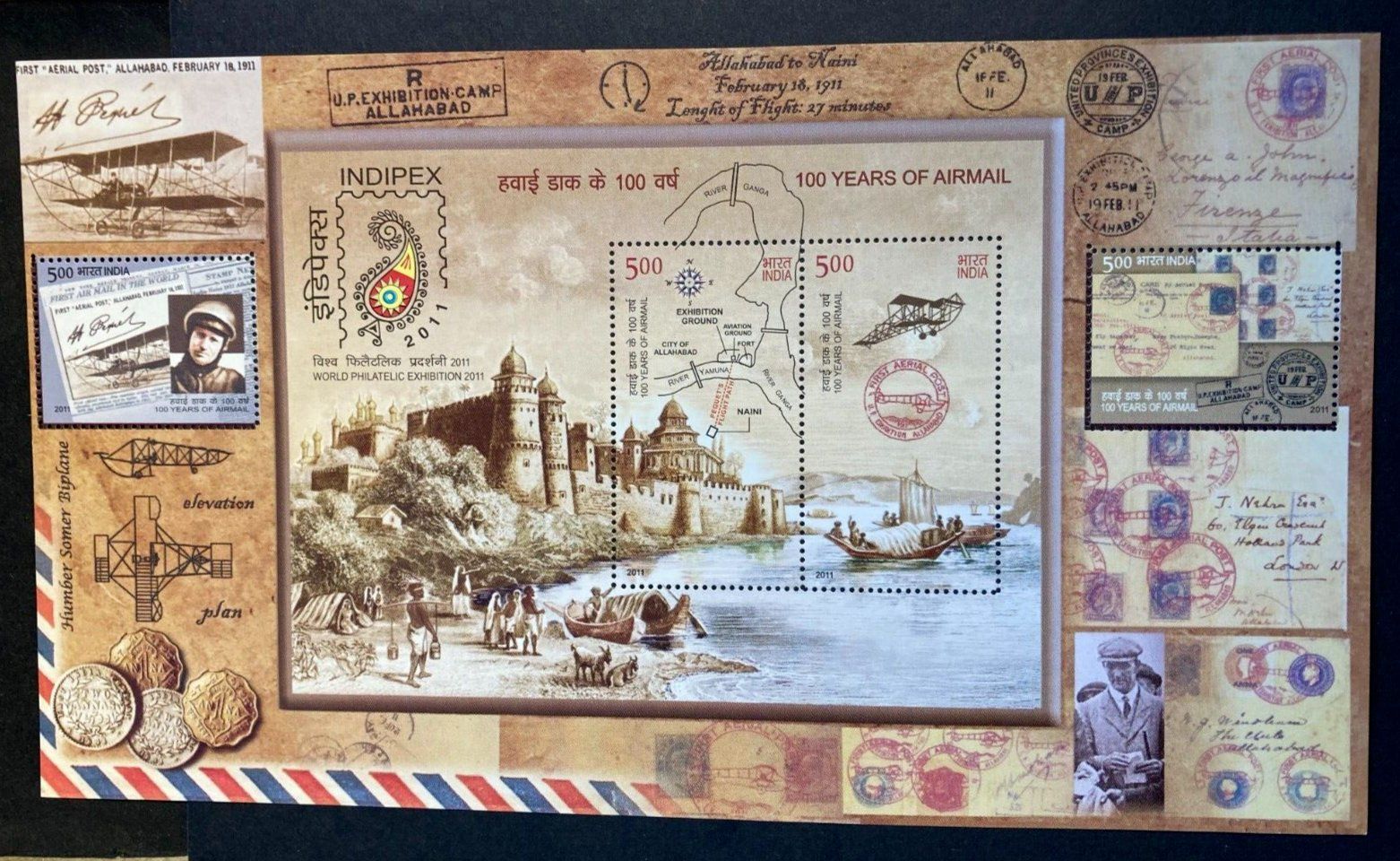 Tutti i francobolli: Indien 2011 Block 100 Jahre Luftpost INDIPEX postfrisch – Nuovo (secondo la descrizione) da Liestal venduto da schnueps