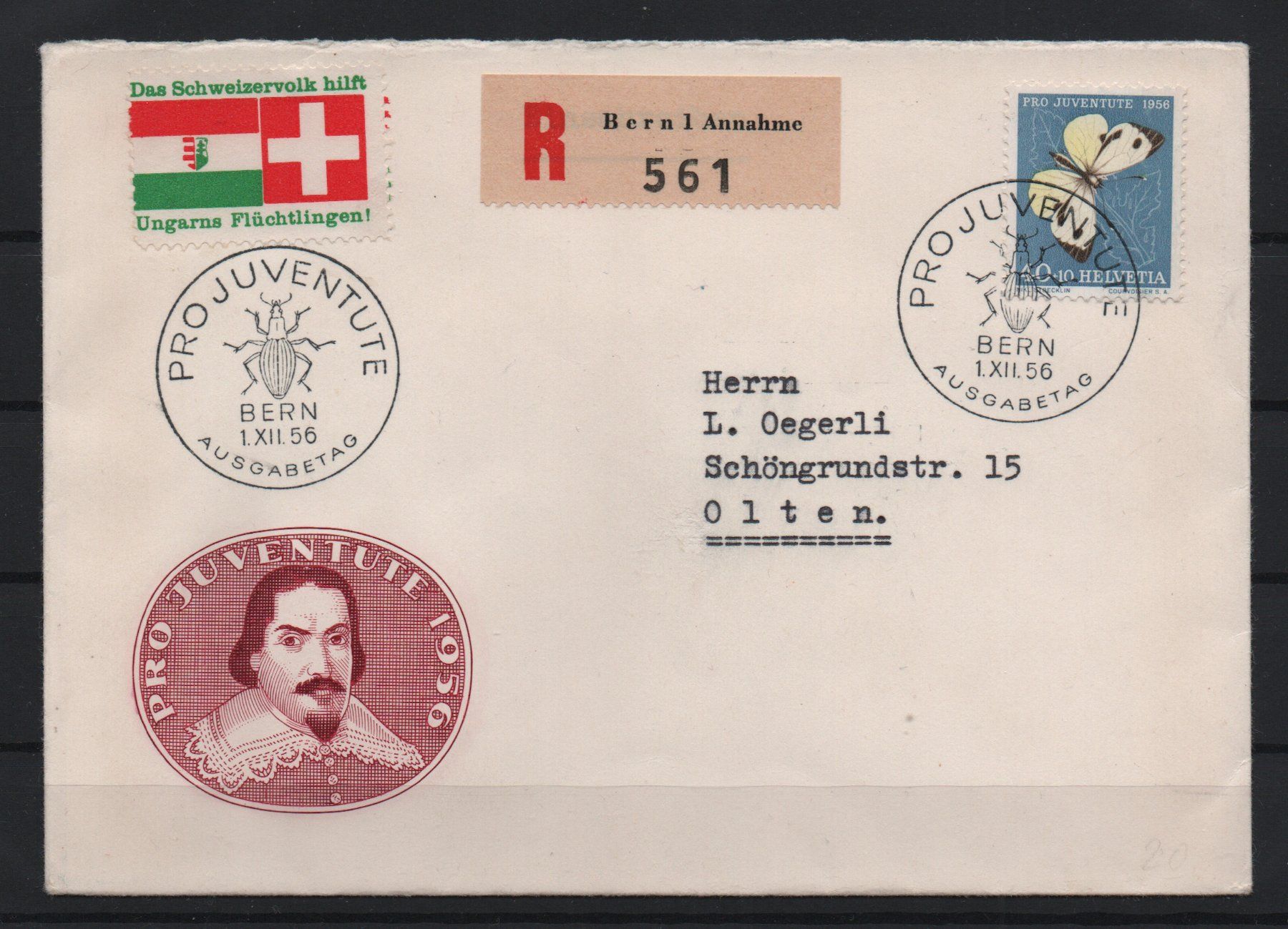 Alle Briefmarken: Pro-Juventute FDC 1956 mit J-167 illustriert – Gebraucht aus Ebikon von bowito