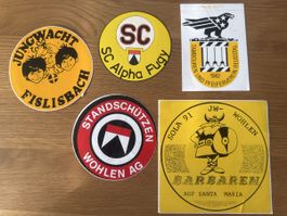5 Vintage-Aufkleber aus Wohlen, Aargau und Schweizer Vereine