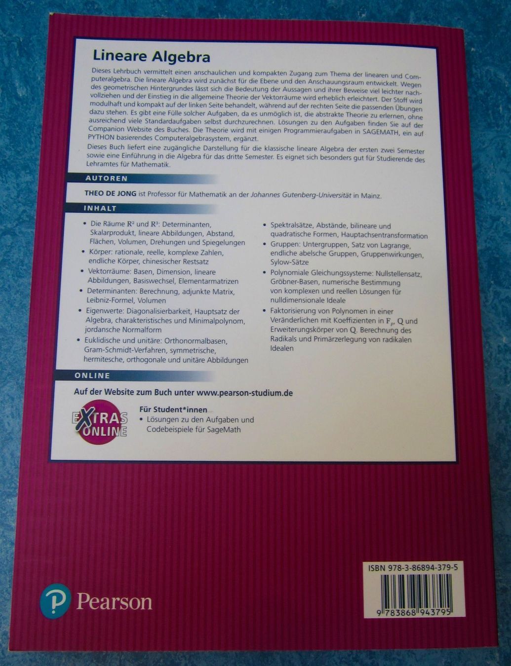 Libri: Lineare Algebra / Theo de Jong / Pearson – Nuovo e nell'imballaggio originale da Pratteln venduto da TT-Rudi 1
