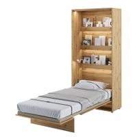 Schrankbett ABLO Vertikal Eiche + LED Beleuchtung - 90x200cm