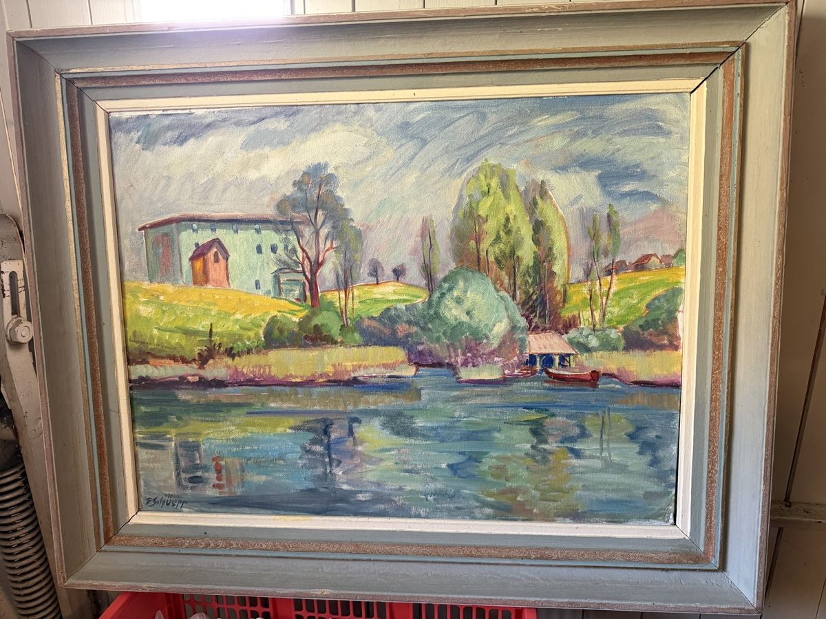 Tableaux: Gemälde Landschaft mit Boot signiert E. Gsell 62x72cm – D'occasion à Libingen par Wisli