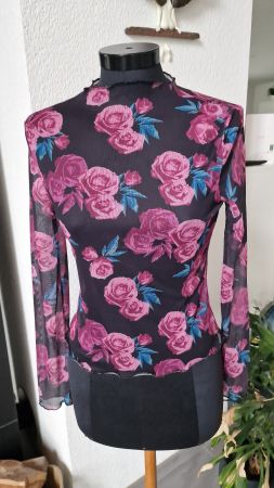 Chiffon-Shirt mit Rosen NEU