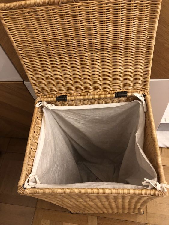 Panier Pique-Nique En Osier Naturel 25x19x13cm - Avec Doublure Tissu Amovible - Fait Main - Déco Et Rangement