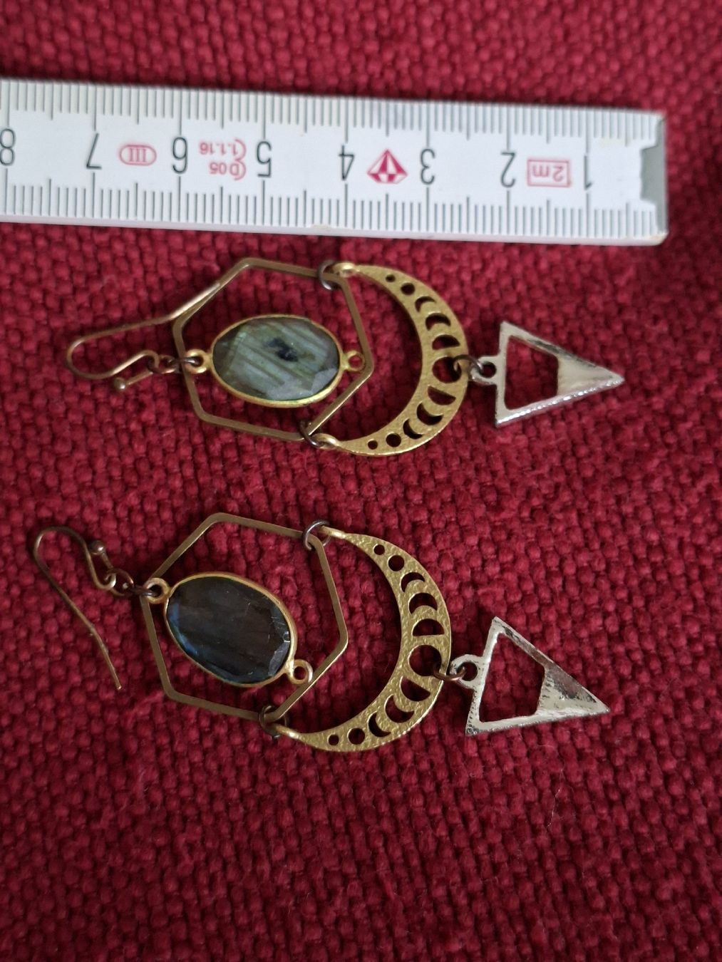Ohrringe & -stecker: 🌙 Boho-Ohrringe «Celestial» – Labradorit, Mondphasen – Gebraucht aus Affoltern am Albis von Feather 2