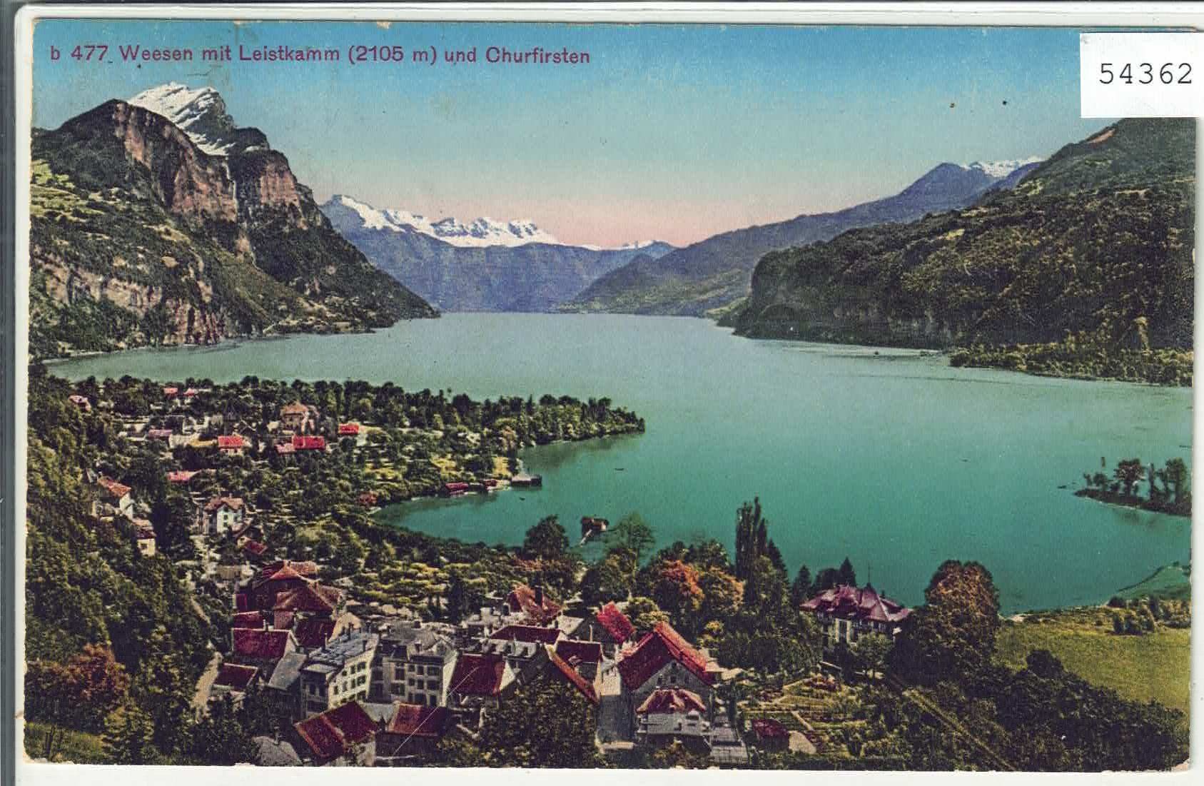 Ansichtskarten: Weesen mit Leistkamm und Churfirsten - Litho – Gebraucht aus Ettingen von Kartenplanet