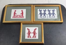 Drei Original-Scherenschnitte von P. Mauch – im Goldrahmen