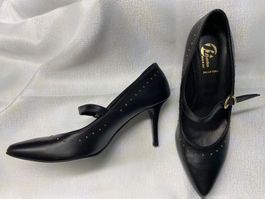 schwarze Pumps Gr. 39 mit Goldverzierung