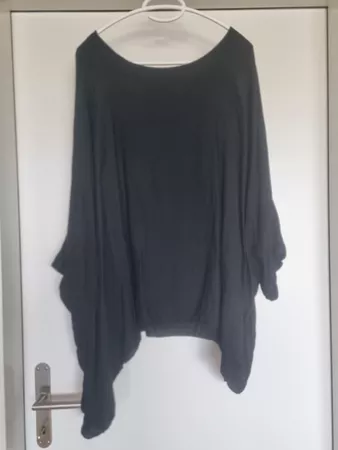 Damen Oversize Bluse schwarz weiter Schnitt Gr 44