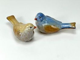 2 er Set Keramik Vogel / Vögel handgemacht – Deko Figuren