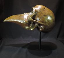Einzigartige Bronze, Pestdoktor, grosse Schädel Figur