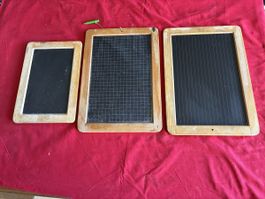 Tableaux d'écoliers anciens en bois, lot de 3, pour collecti