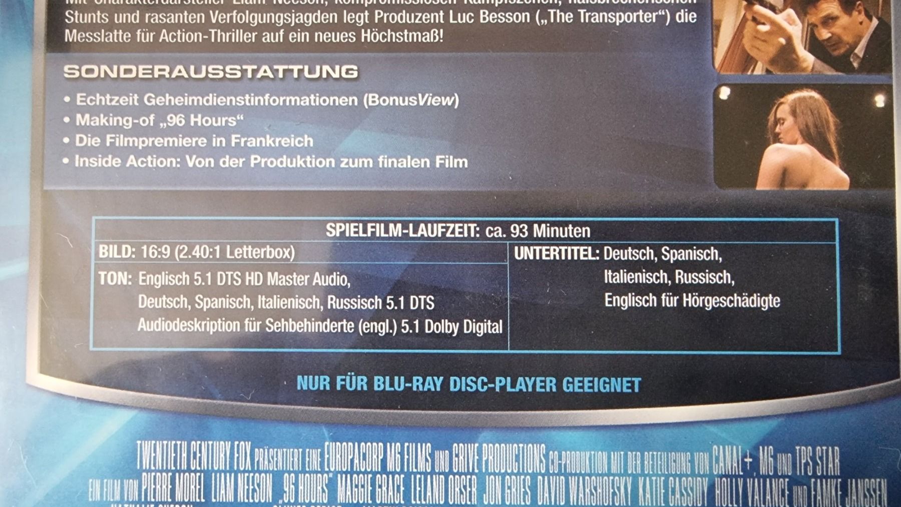Tous les DVDs: Blu Ray - 96 Hours / Liam Neeson – D'occasion à Oetwil am See par fineli2 1