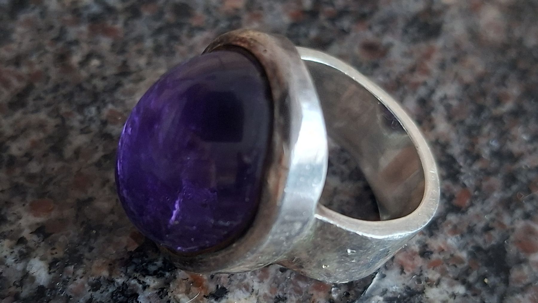 Ringe: Ring  Statement-Ring aus 925 Silber   AmethAmethyst Cabochon – Gebraucht aus Galmiz von Schlumpfi5 1
