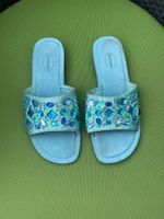 SUMMERTIME - stylische Sommerschuhe mit Décor, türkis, 38