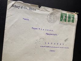 Scharf & Co. Zürich - Langnau 1917  Maschinen Wellenstempel