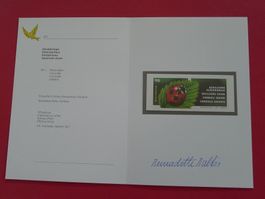 2002, Nr.1060 auf PTT-BLATT: mit Unterschrift (MARIENKÄFER)
